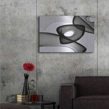 Luxe Metal Art 'Abstract Black and White 22-16' by Irena Orlov, Metal Wall Art,36x24