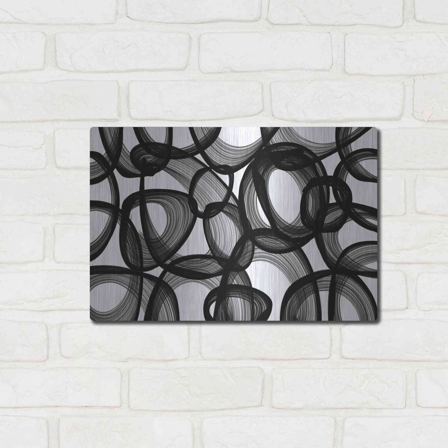 Luxe Metal Art 'Abstract Black and White 2015' by Irena Orlov, Metal Wall Art,16x12
