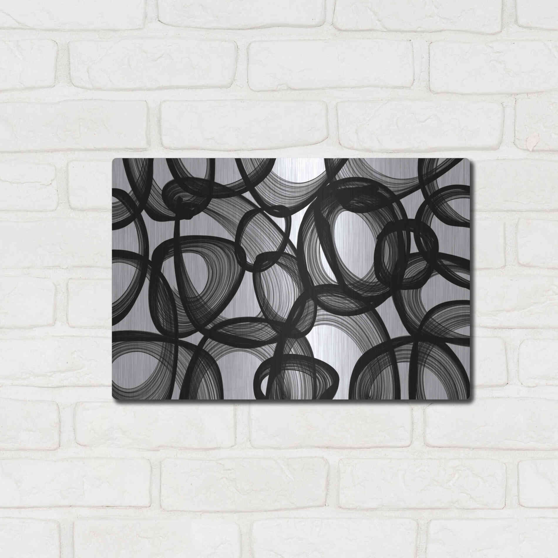 Luxe Metal Art 'Abstract Black and White 2015' by Irena Orlov, Metal Wall Art,16x12