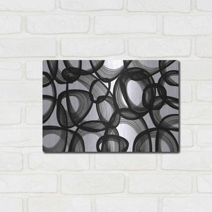Luxe Metal Art 'Abstract Black and White 2015' by Irena Orlov, Metal Wall Art,16x12