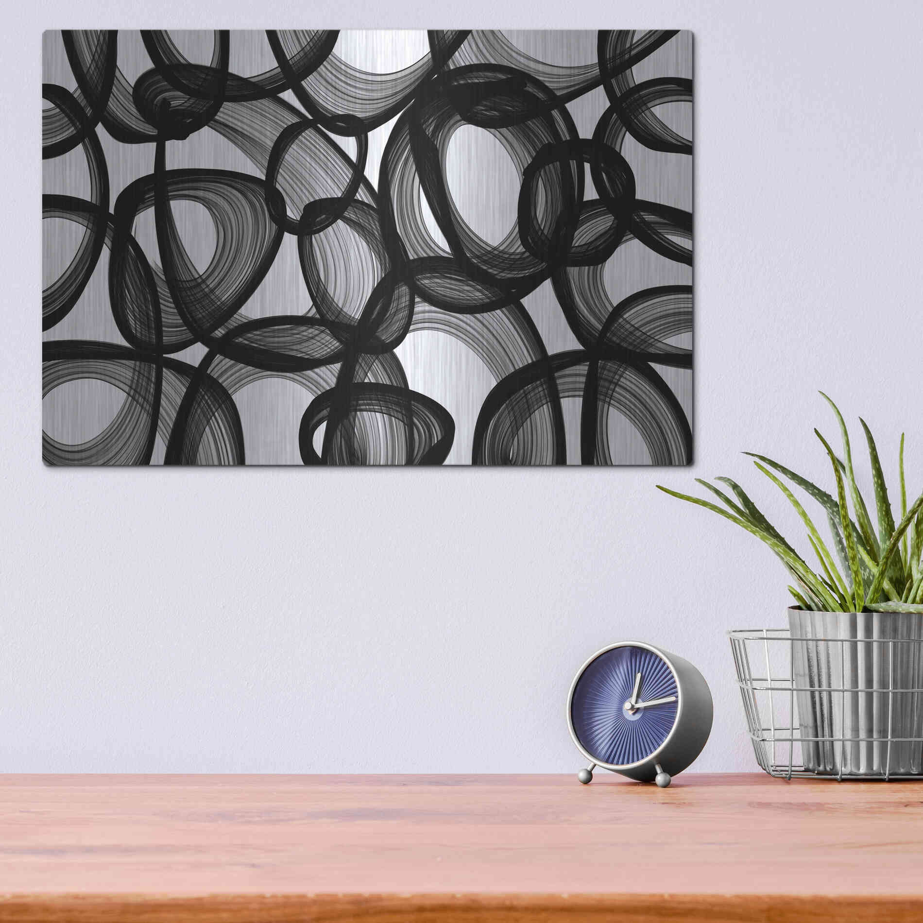 Luxe Metal Art 'Abstract Black and White 2015' by Irena Orlov, Metal Wall Art,16x12