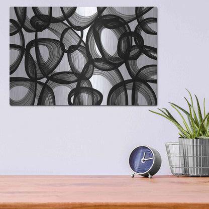 Luxe Metal Art 'Abstract Black and White 2015' by Irena Orlov, Metal Wall Art,16x12