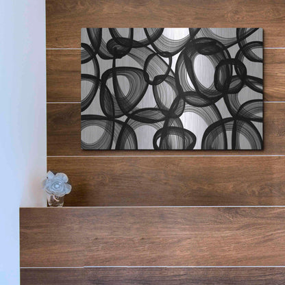 Luxe Metal Art 'Abstract Black and White 2015' by Irena Orlov, Metal Wall Art,16x12