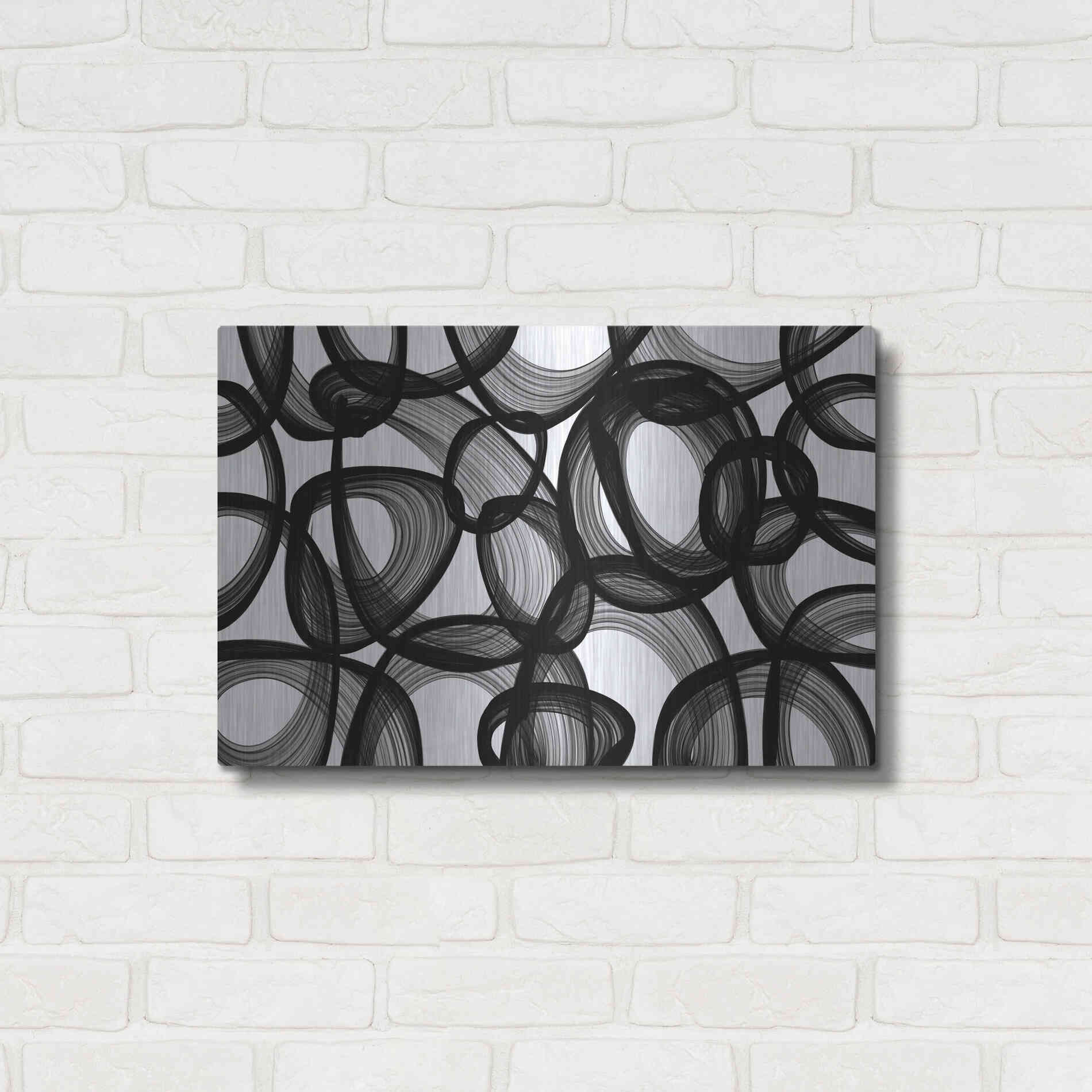Luxe Metal Art 'Abstract Black and White 2015' by Irena Orlov, Metal Wall Art,24x16