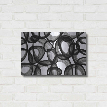 Luxe Metal Art 'Abstract Black and White 2015' by Irena Orlov, Metal Wall Art,24x16