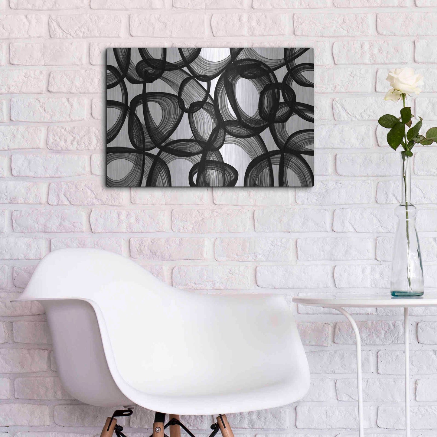 Luxe Metal Art 'Abstract Black and White 2015' by Irena Orlov, Metal Wall Art,24x16