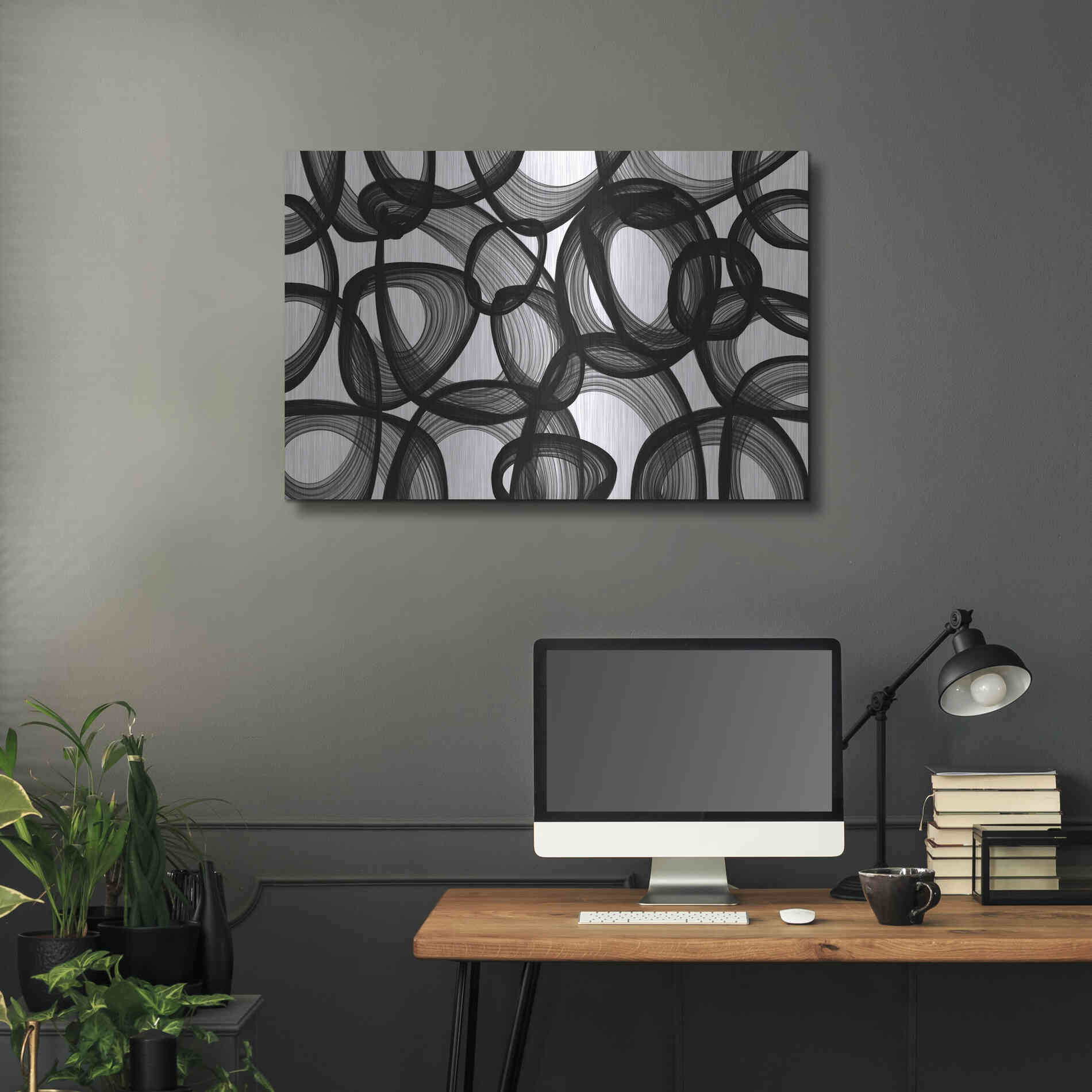 Luxe Metal Art 'Abstract Black and White 2015' by Irena Orlov, Metal Wall Art,36x24