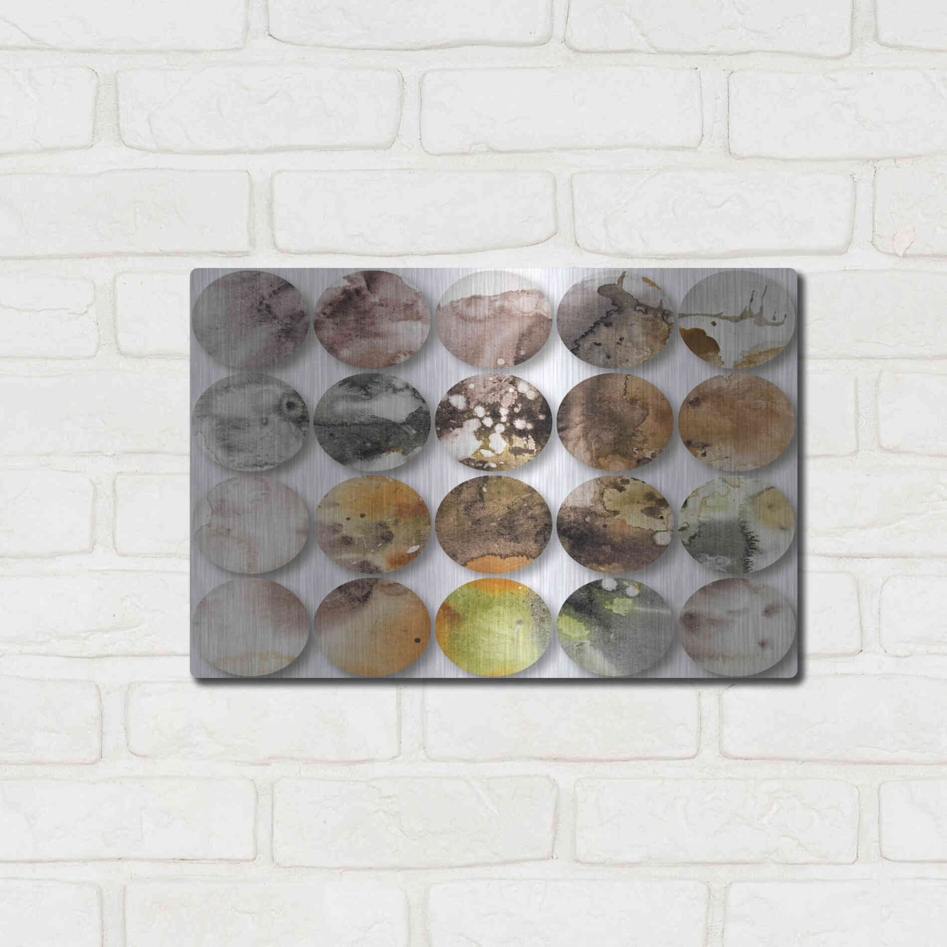 Luxe Metal Art 'Watercolor Colorful Circles 3' by Irena Orlov, Metal Wall Art,16x12