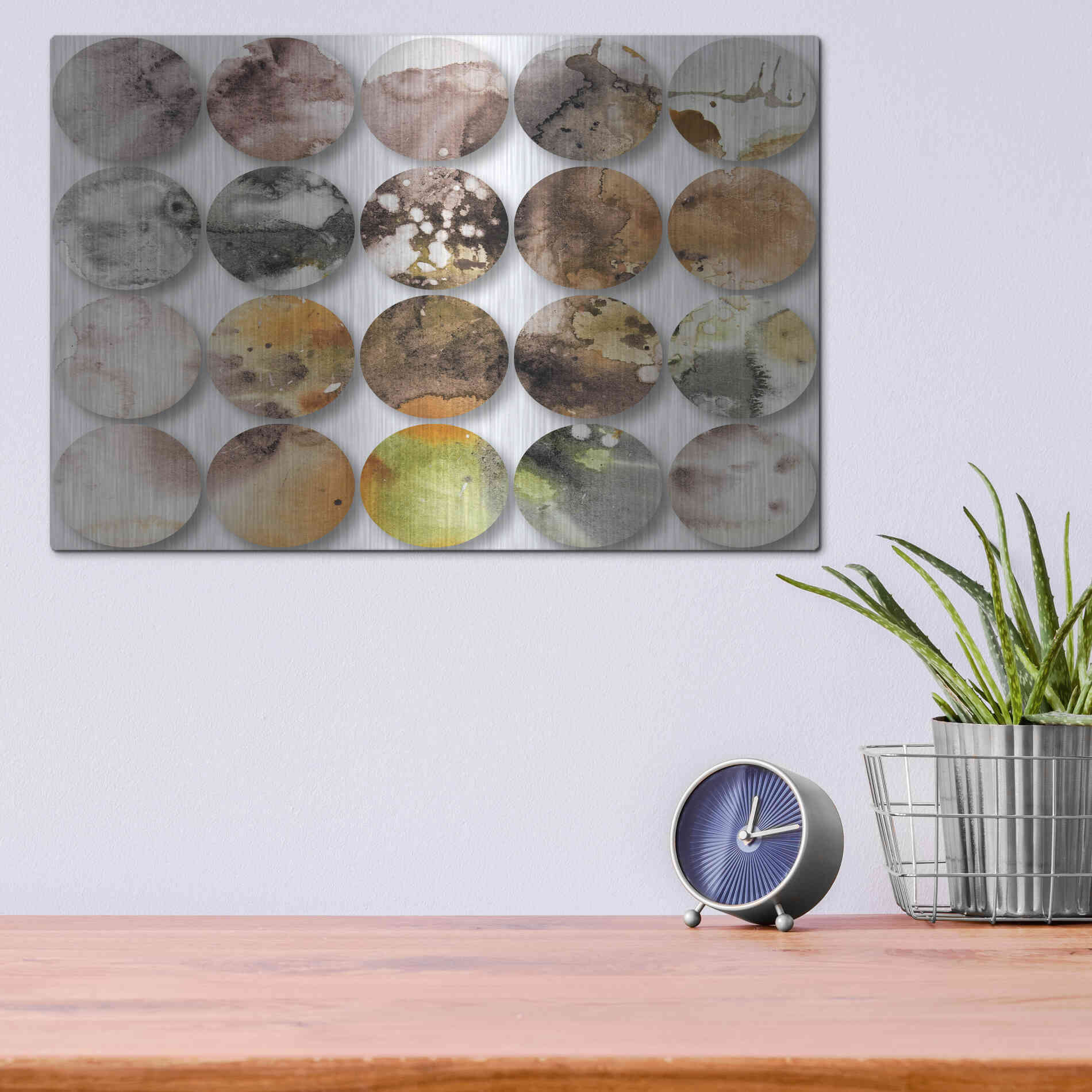 Luxe Metal Art 'Watercolor Colorful Circles 3' by Irena Orlov, Metal Wall Art,16x12