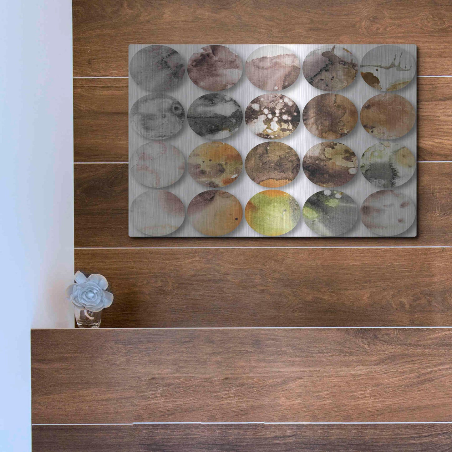 Luxe Metal Art 'Watercolor Colorful Circles 3' by Irena Orlov, Metal Wall Art,16x12