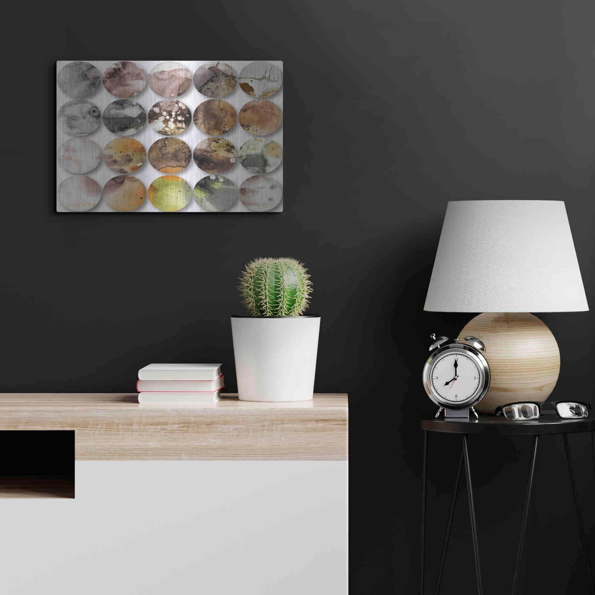 Luxe Metal Art 'Watercolor Colorful Circles 3' by Irena Orlov, Metal Wall Art,24x16