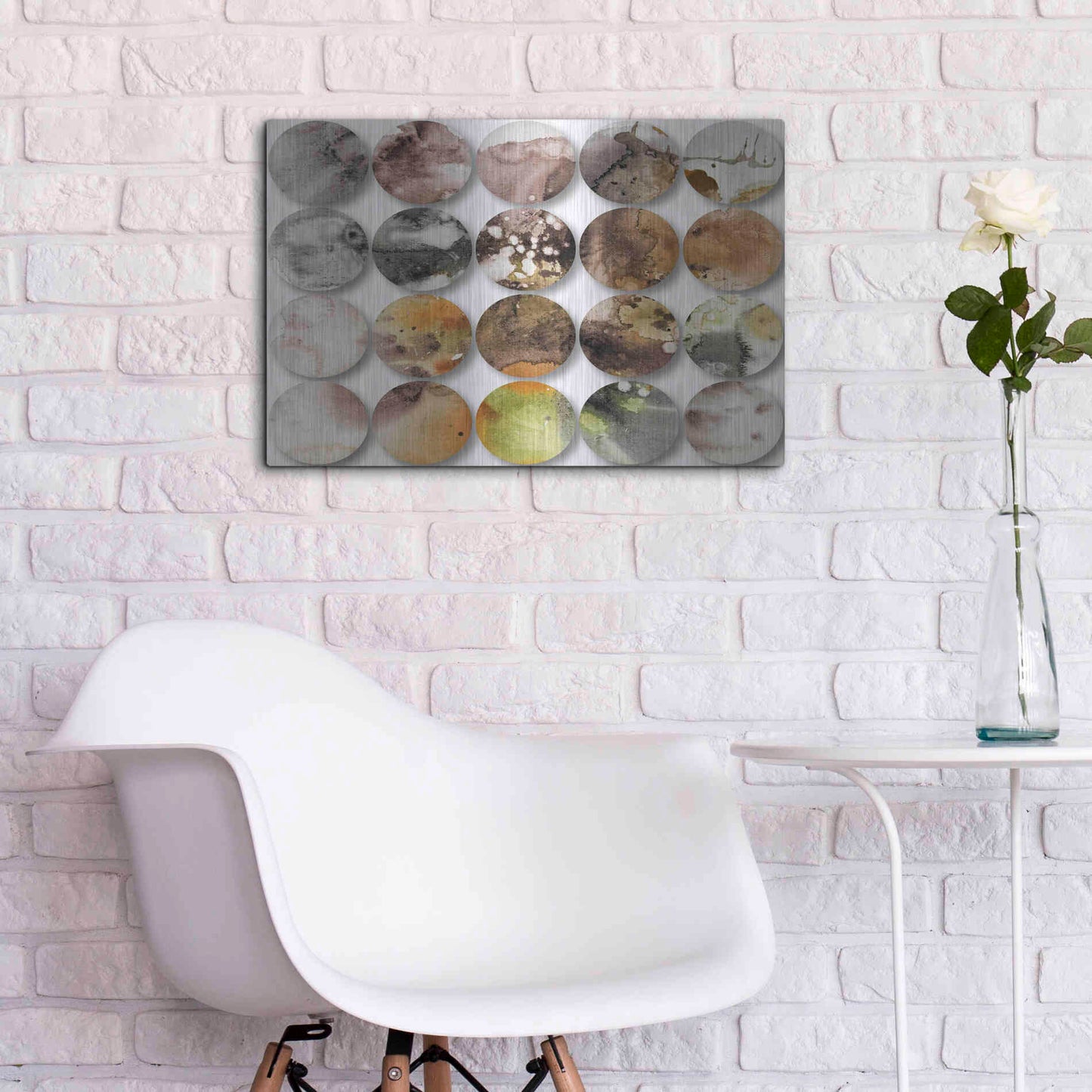 Luxe Metal Art 'Watercolor Colorful Circles 3' by Irena Orlov, Metal Wall Art,24x16