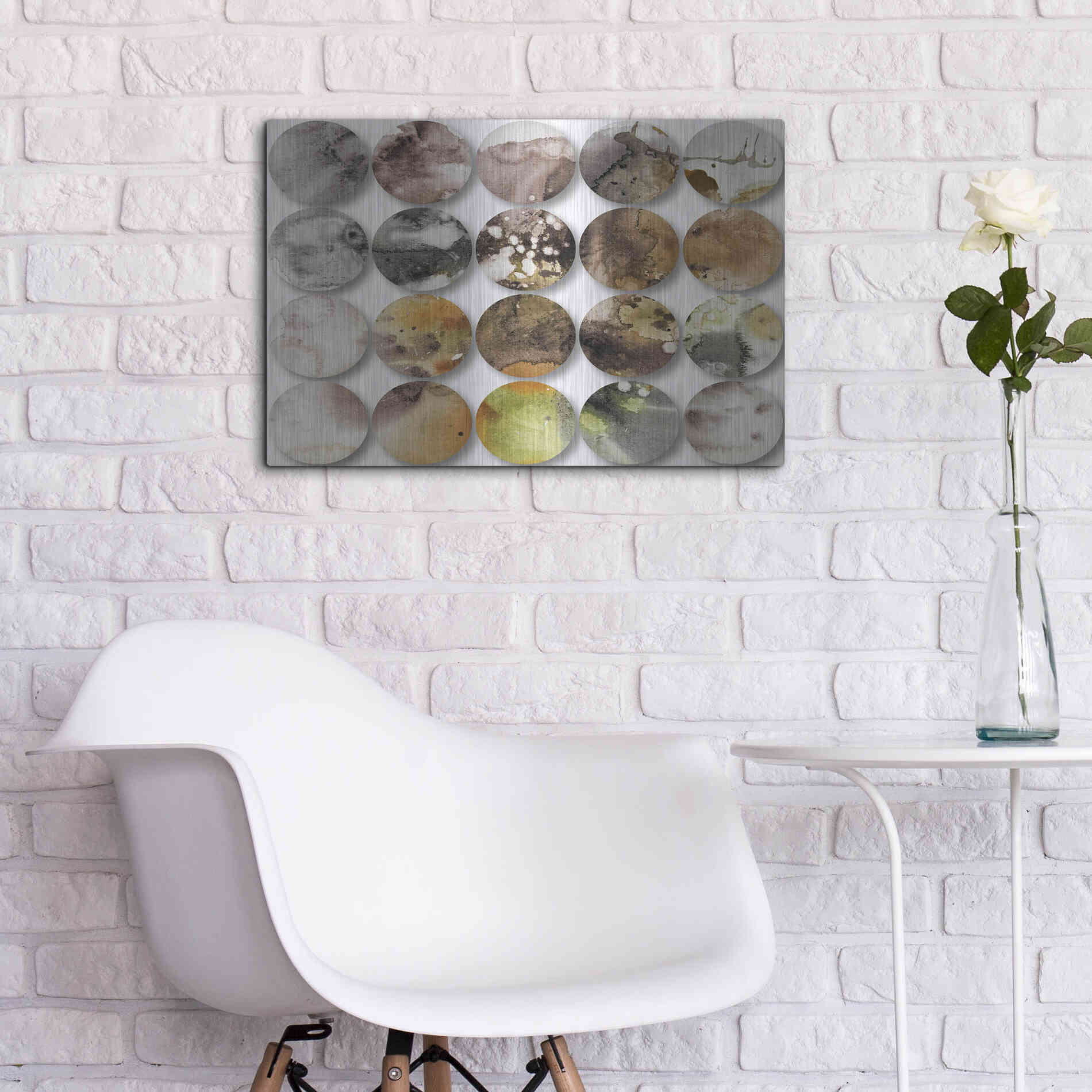 Luxe Metal Art 'Watercolor Colorful Circles 3' by Irena Orlov, Metal Wall Art,24x16