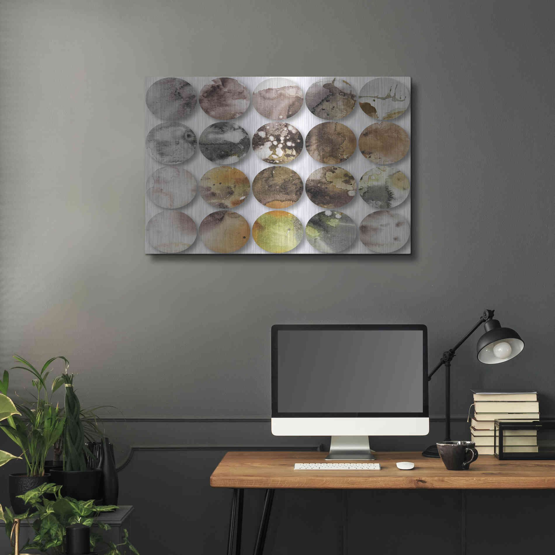 Luxe Metal Art 'Watercolor Colorful Circles 3' by Irena Orlov, Metal Wall Art,36x24