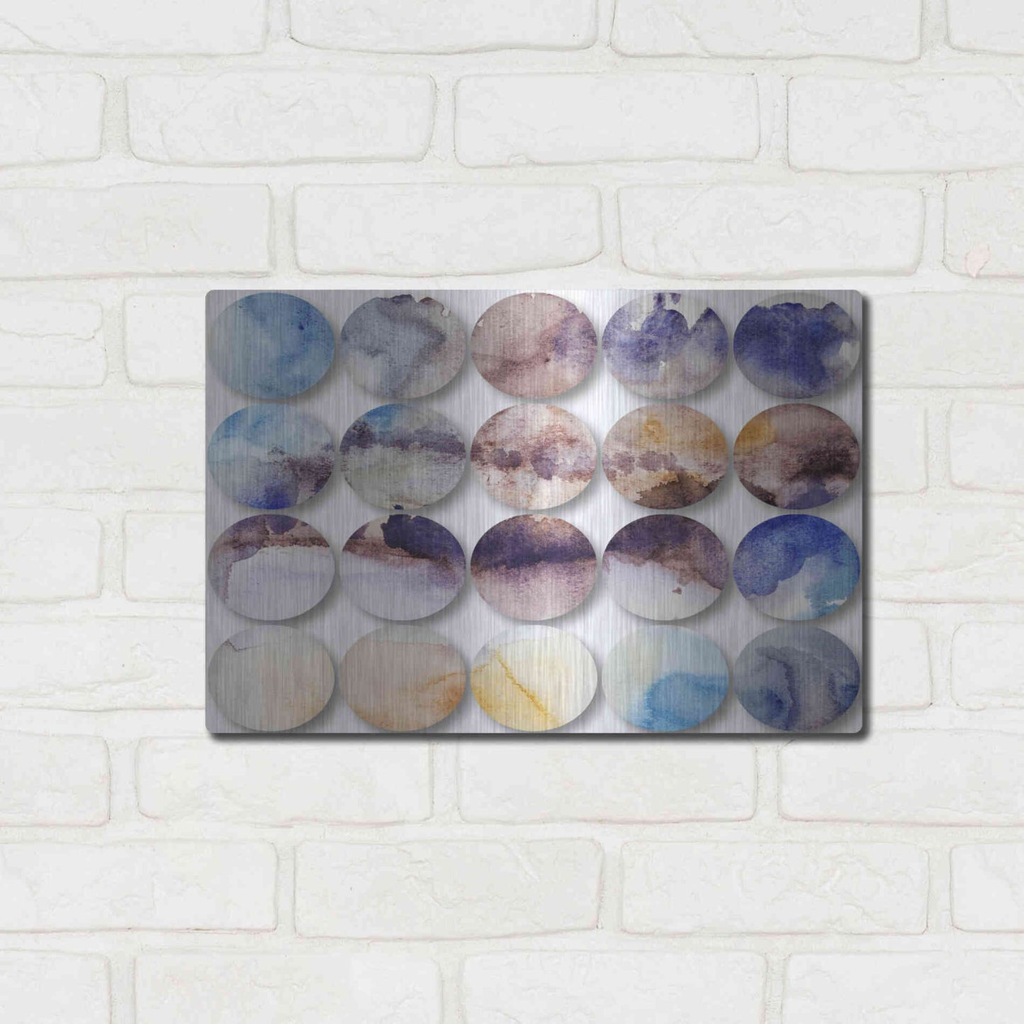 Luxe Metal Art 'Watercolor Colorful Circles 4' by Irena Orlov, Metal Wall Art,16x12