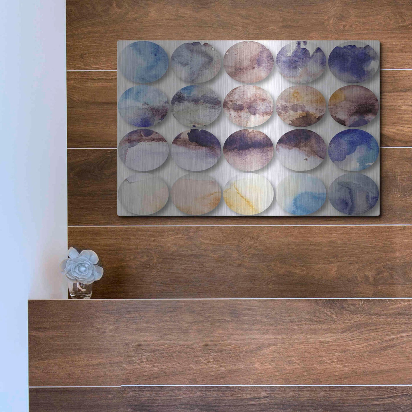 Luxe Metal Art 'Watercolor Colorful Circles 4' by Irena Orlov, Metal Wall Art,16x12