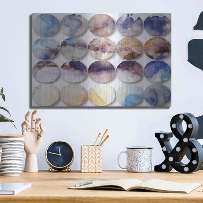 Luxe Metal Art 'Watercolor Colorful Circles 4' by Irena Orlov, Metal Wall Art,16x12