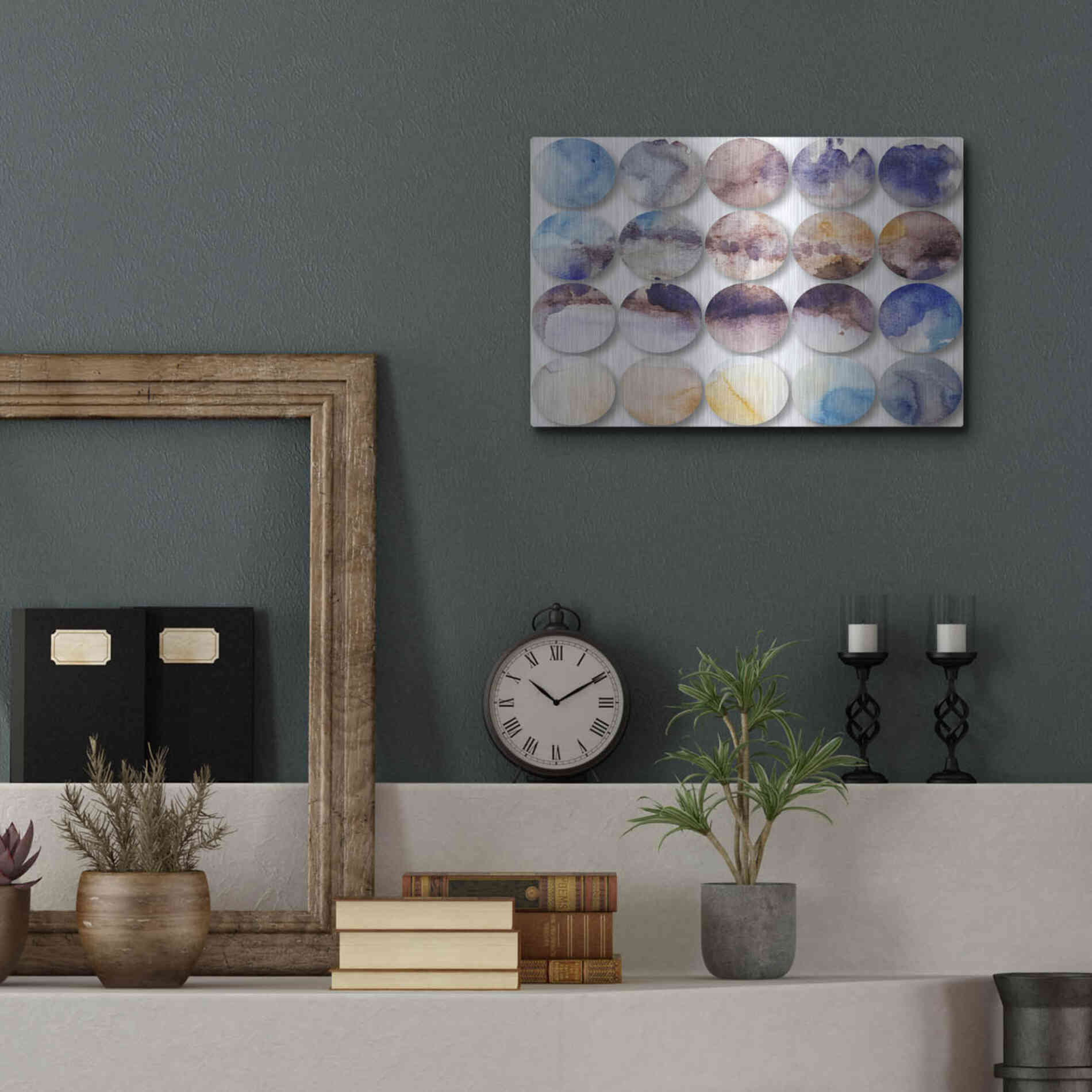 Luxe Metal Art 'Watercolor Colorful Circles 4' by Irena Orlov, Metal Wall Art,16x12