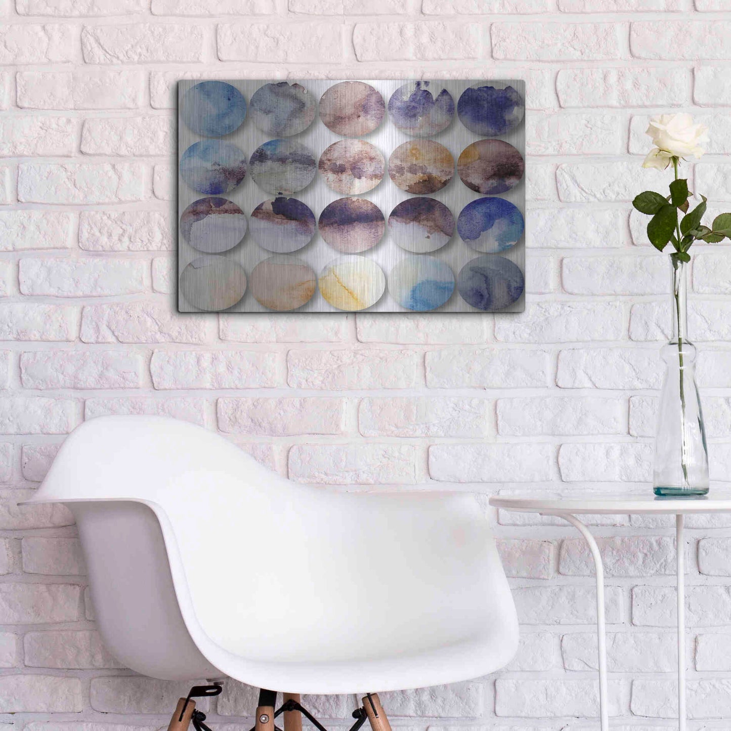 Luxe Metal Art 'Watercolor Colorful Circles 4' by Irena Orlov, Metal Wall Art,24x16