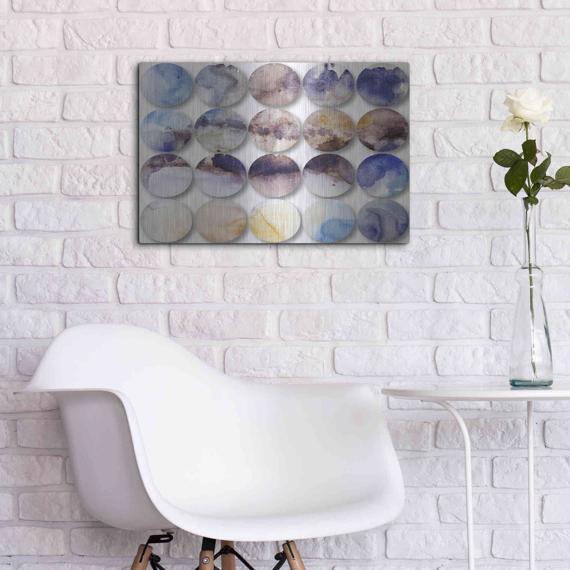 Luxe Metal Art 'Watercolor Colorful Circles 4' by Irena Orlov, Metal Wall Art,24x16