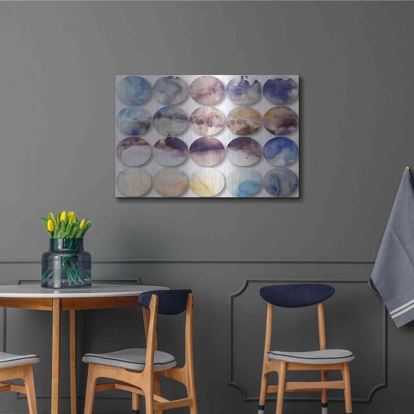 Luxe Metal Art 'Watercolor Colorful Circles 4' by Irena Orlov, Metal Wall Art,36x24