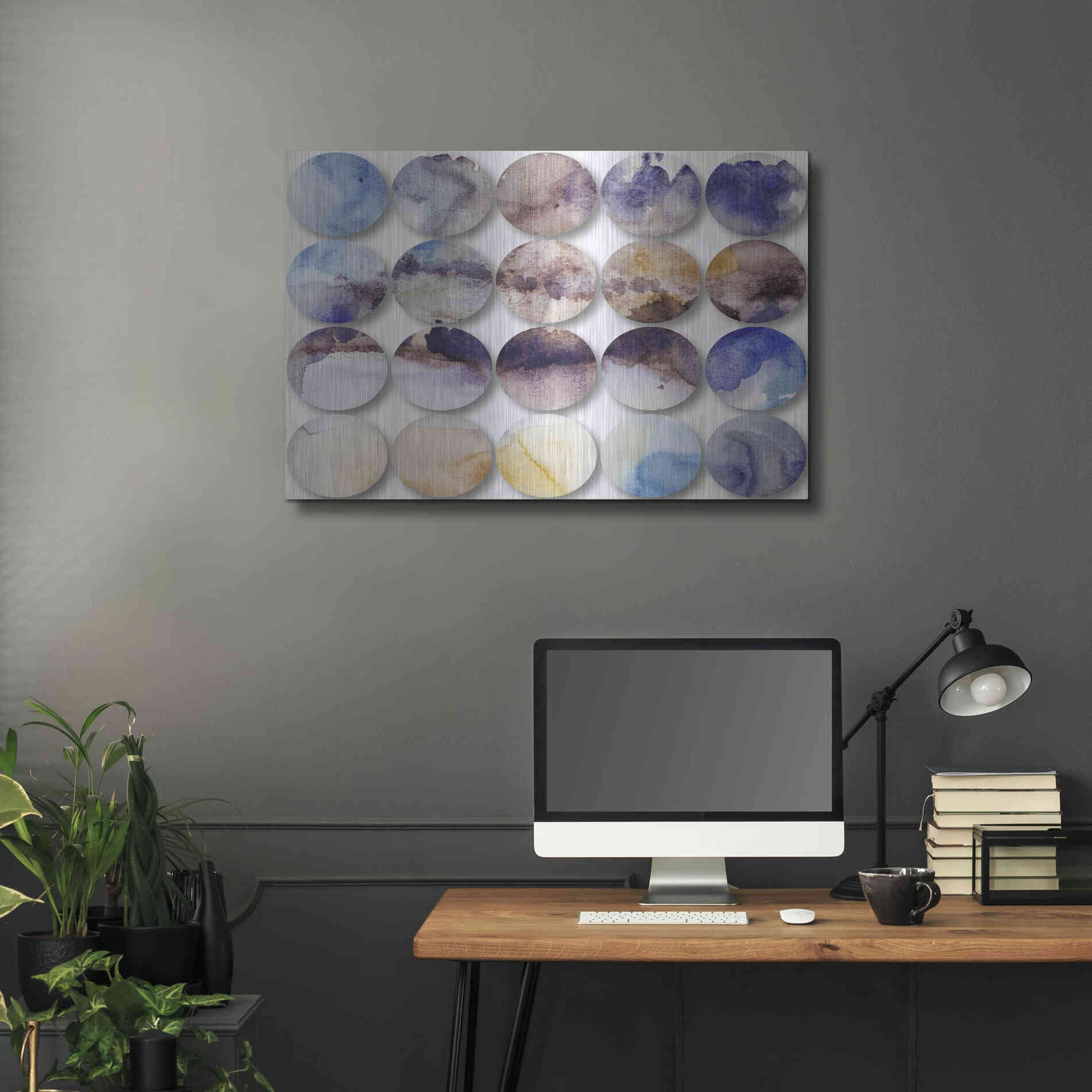Luxe Metal Art 'Watercolor Colorful Circles 4' by Irena Orlov, Metal Wall Art,36x24
