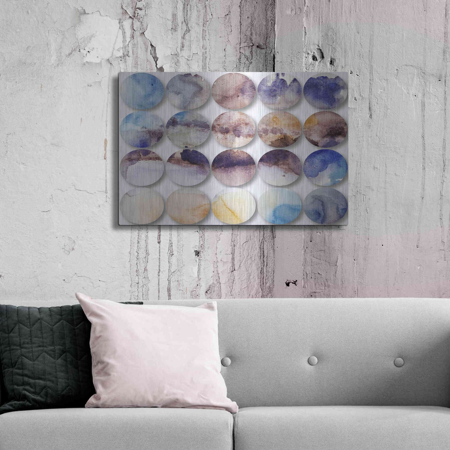 Luxe Metal Art 'Watercolor Colorful Circles 4' by Irena Orlov, Metal Wall Art,36x24