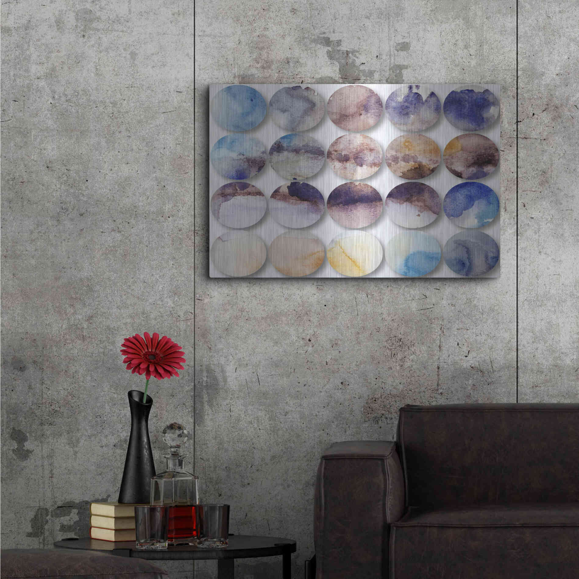 Luxe Metal Art 'Watercolor Colorful Circles 4' by Irena Orlov, Metal Wall Art,36x24