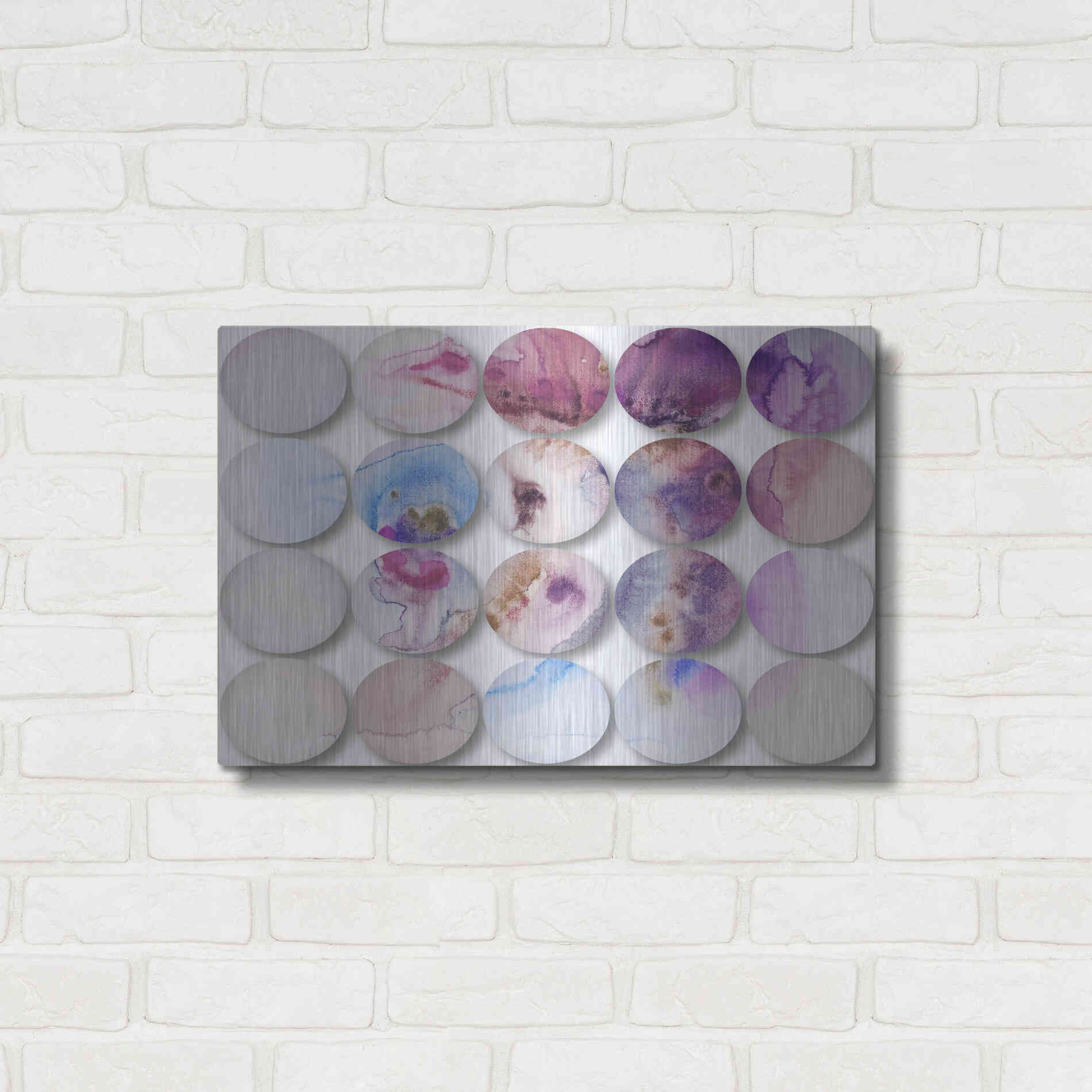 Luxe Metal Art 'Watercolor Colorful Circles 6' by Irena Orlov, Metal Wall Art,24x16