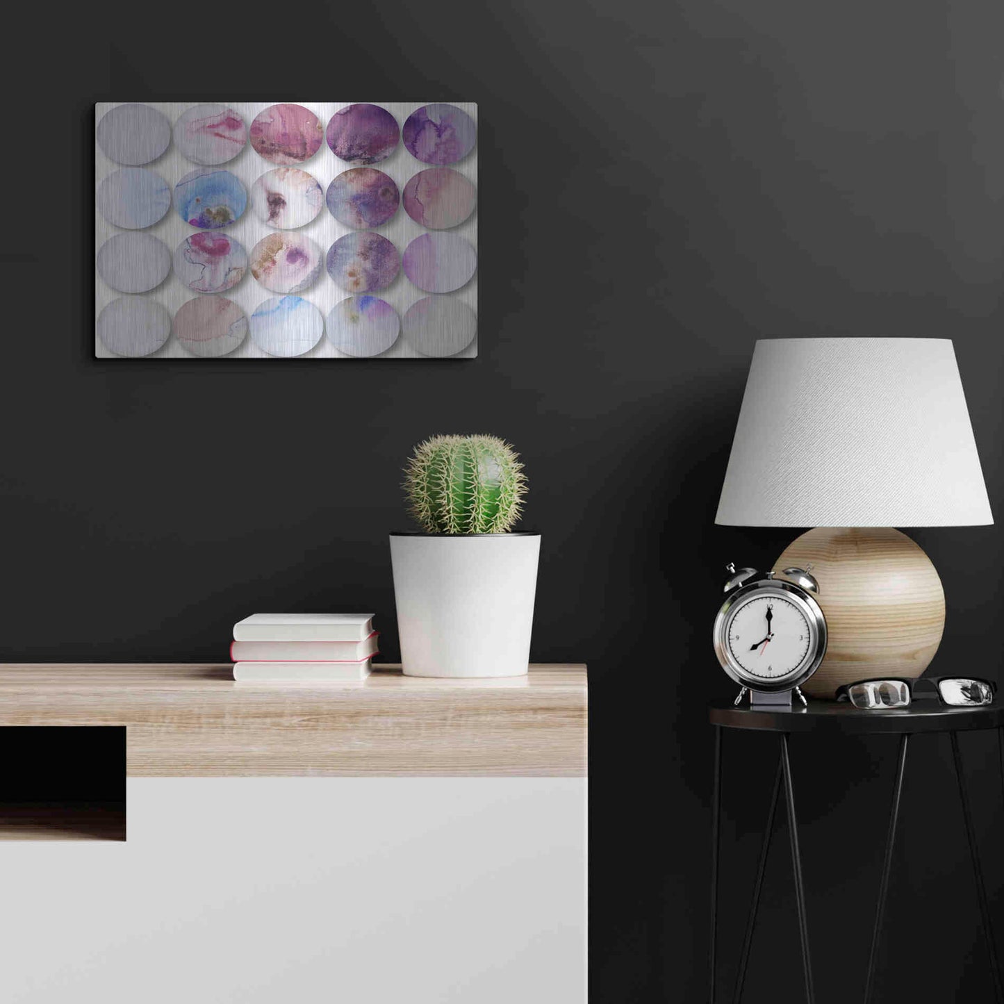 Luxe Metal Art 'Watercolor Colorful Circles 6' by Irena Orlov, Metal Wall Art,24x16