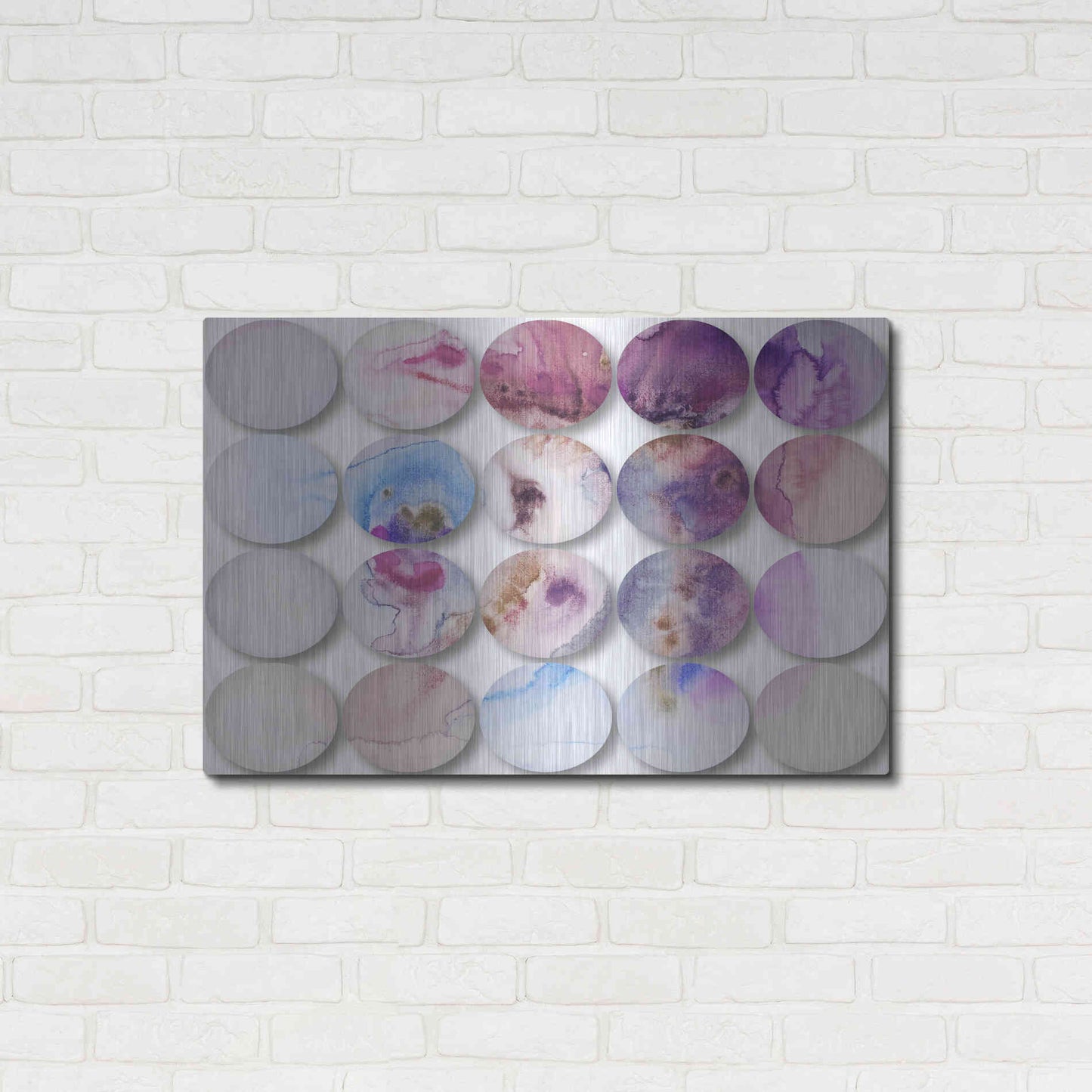 Luxe Metal Art 'Watercolor Colorful Circles 6' by Irena Orlov, Metal Wall Art,36x24