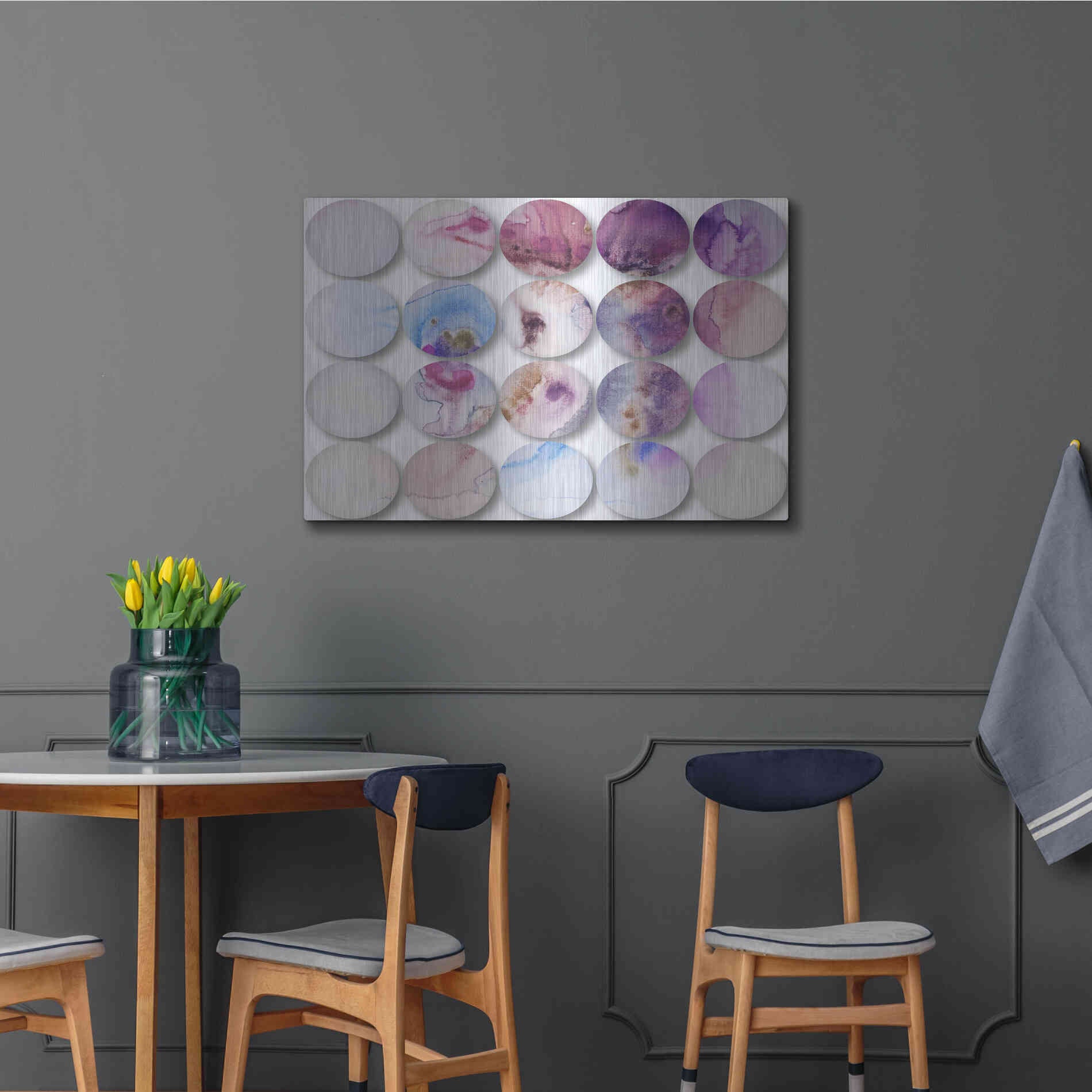 Luxe Metal Art 'Watercolor Colorful Circles 6' by Irena Orlov, Metal Wall Art,36x24