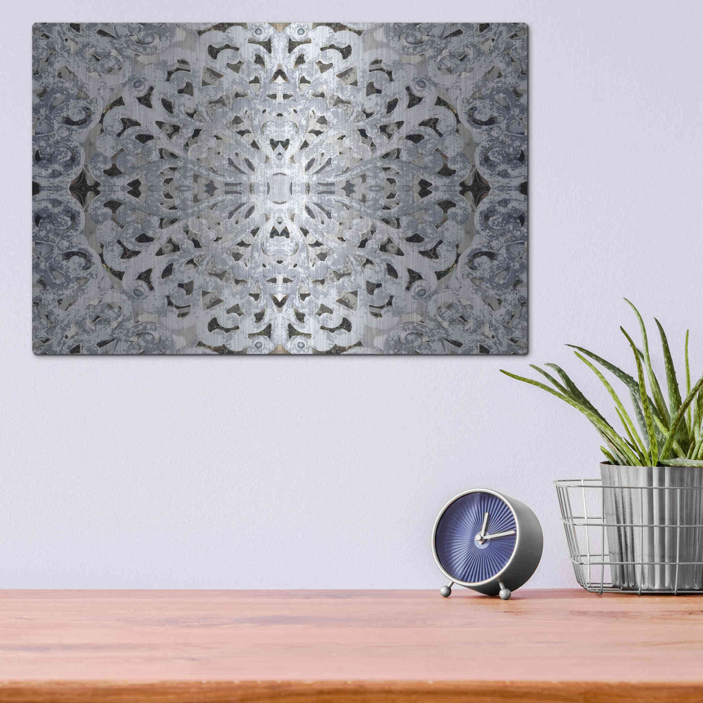 Luxe Metal Art 'Elegant Pattern 3' by Irena Orlov, Metal Wall Art,16x12