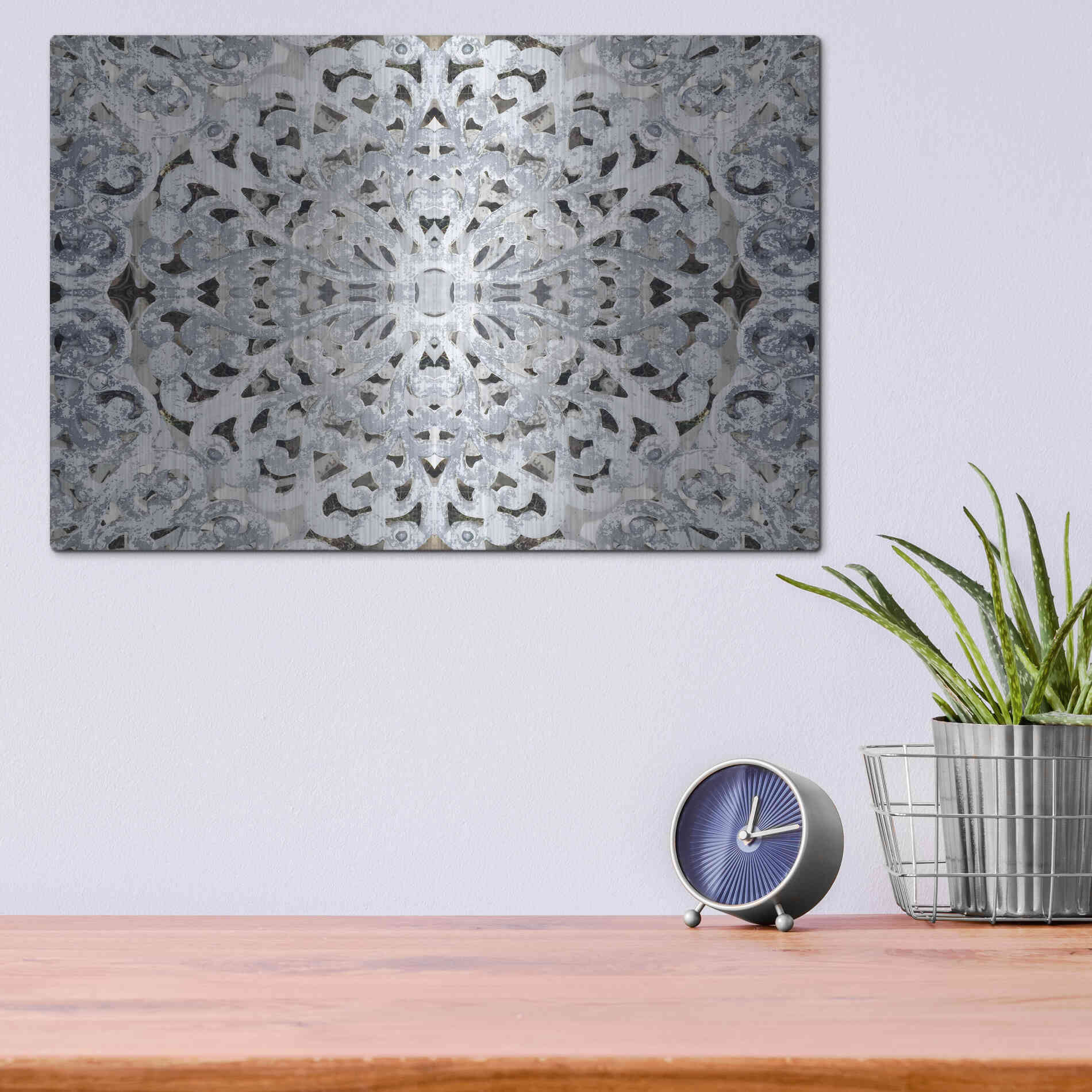 Luxe Metal Art 'Elegant Pattern 3' by Irena Orlov, Metal Wall Art,16x12