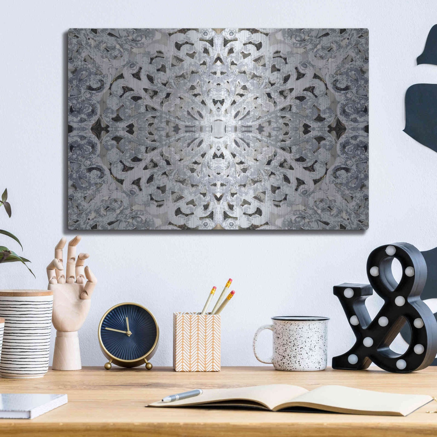 Luxe Metal Art 'Elegant Pattern 3' by Irena Orlov, Metal Wall Art,16x12
