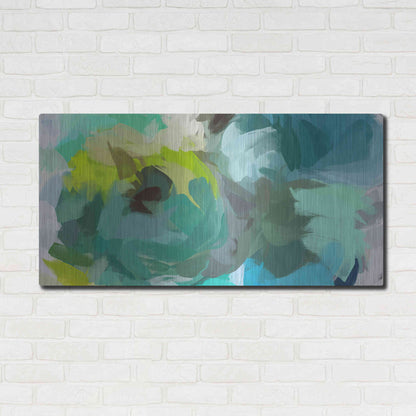 Luxe Metal Art 'The Shades of Green Abstract 2' by Irena Orlov, Metal Wall Art,48x24
