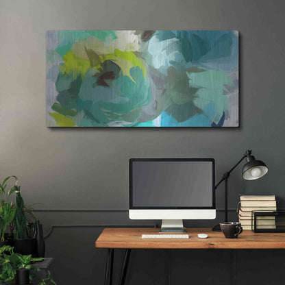 Luxe Metal Art 'The Shades of Green Abstract 2' by Irena Orlov, Metal Wall Art,48x24