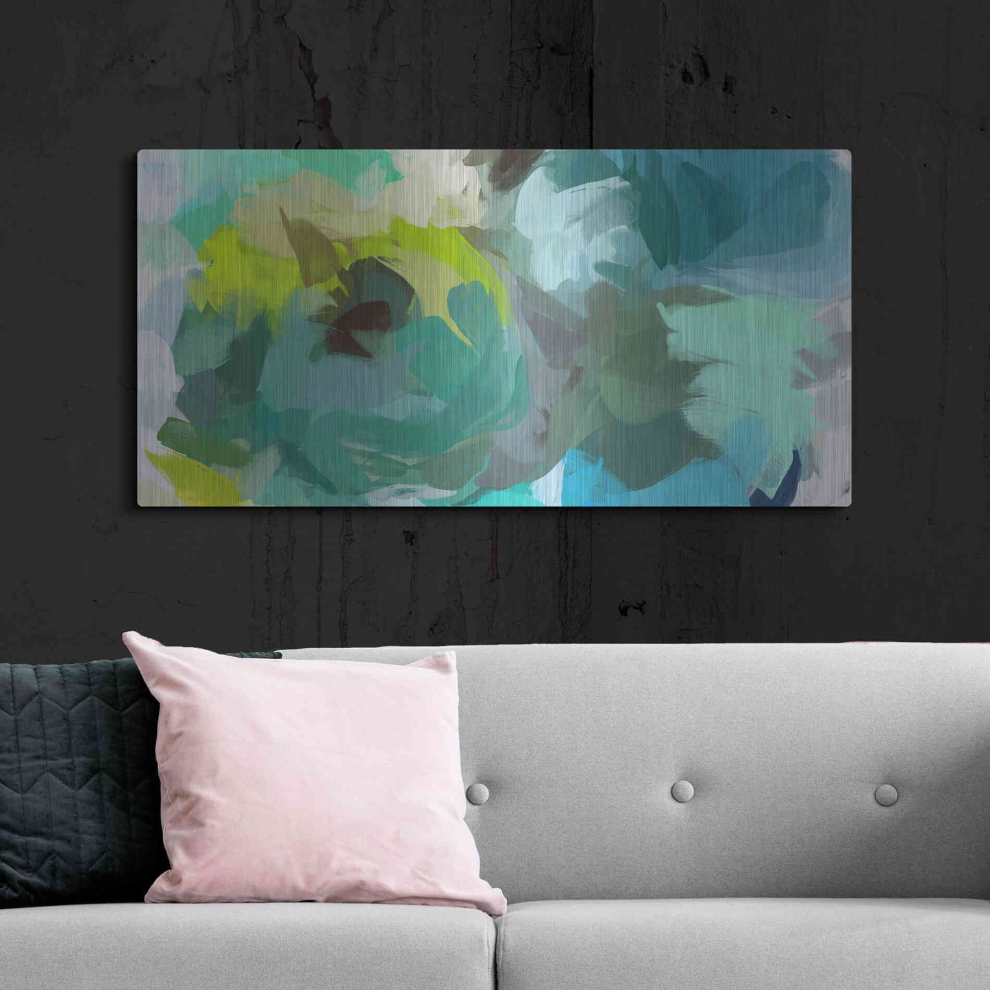 Luxe Metal Art 'The Shades of Green Abstract 2' by Irena Orlov, Metal Wall Art,48x24