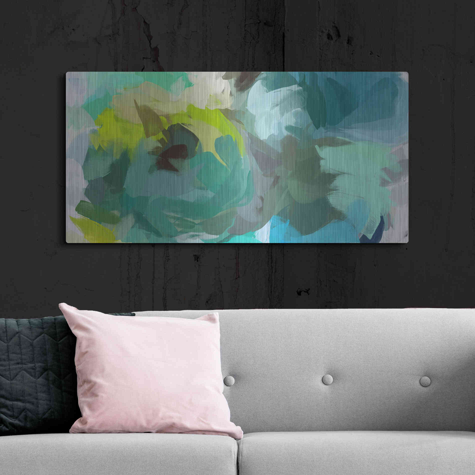 Luxe Metal Art 'The Shades of Green Abstract 2' by Irena Orlov, Metal Wall Art,48x24