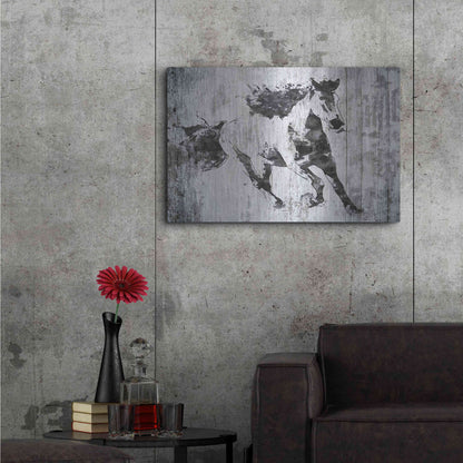 Luxe Metal Art 'Running Black Horse 1' by Irena Orlov, Metal Wall Art,36x24