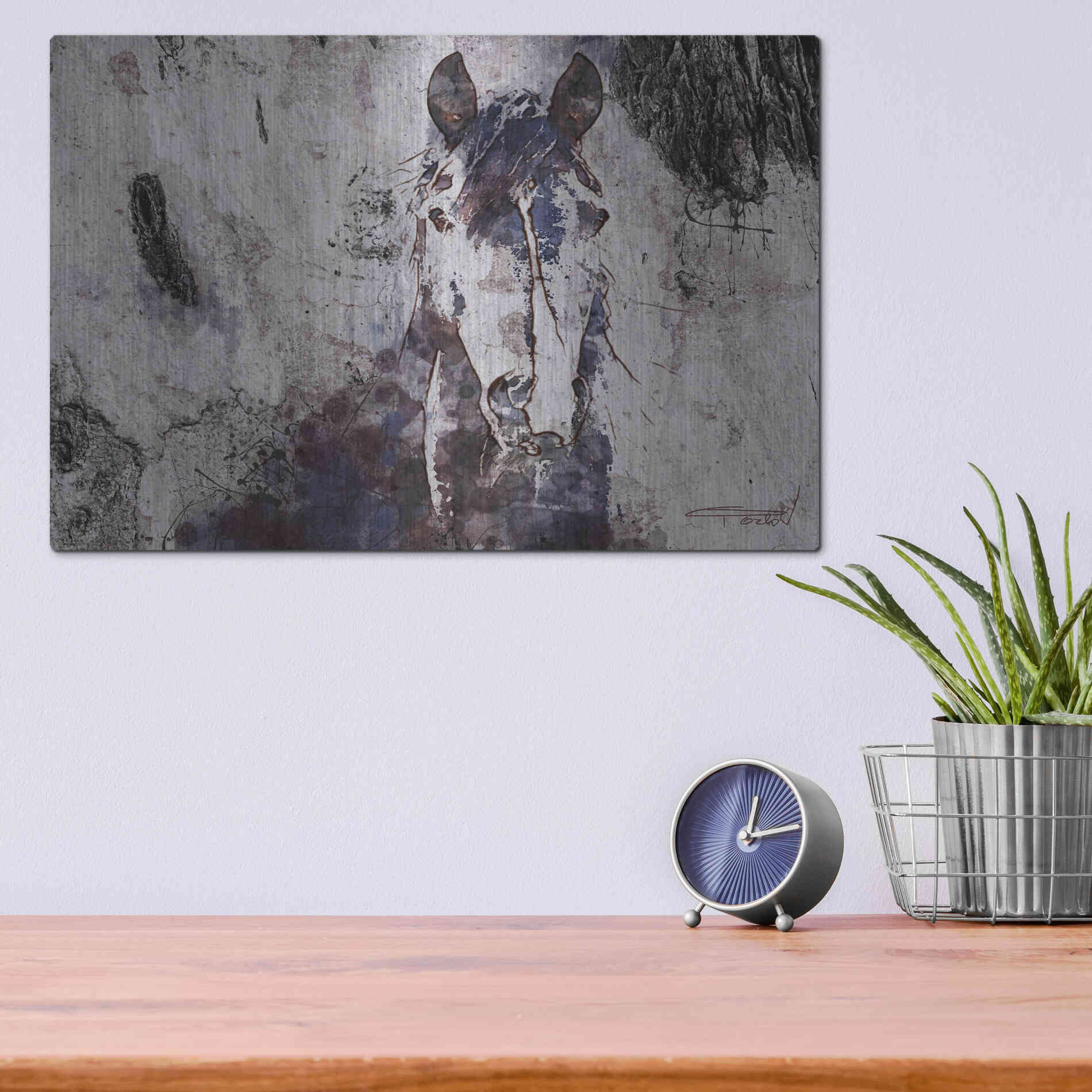 Luxe Metal Art 'Mustang Horse 22' by Irena Orlov, Metal Wall Art,16x12