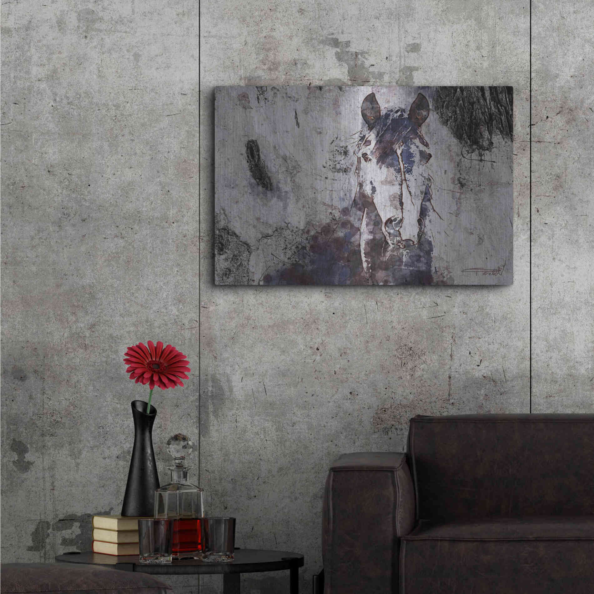 Luxe Metal Art 'Mustang Horse 22' by Irena Orlov, Metal Wall Art,36x24