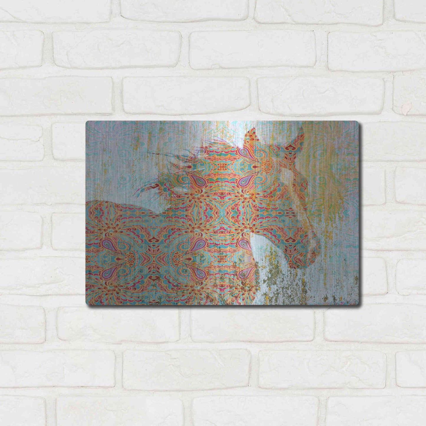 Luxe Metal Art 'Pattern Horse' by Irena Orlov, Metal Wall Art,16x12