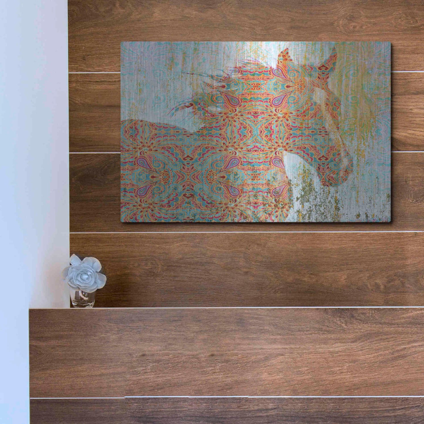 Luxe Metal Art 'Pattern Horse' by Irena Orlov, Metal Wall Art,16x12