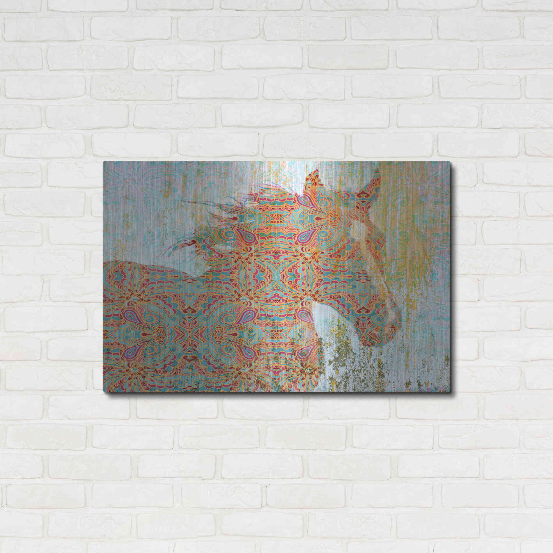 Luxe Metal Art 'Pattern Horse' by Irena Orlov, Metal Wall Art,36x24