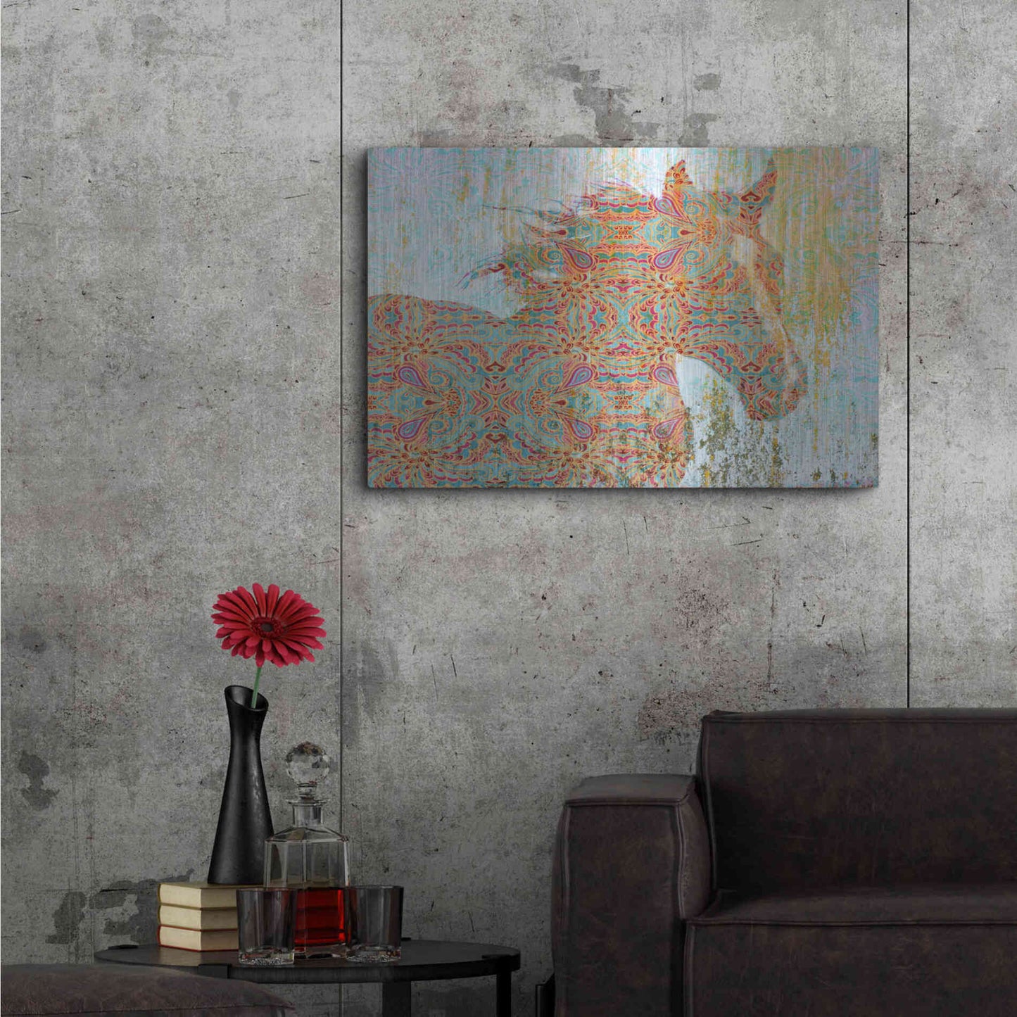 Luxe Metal Art 'Pattern Horse' by Irena Orlov, Metal Wall Art,36x24