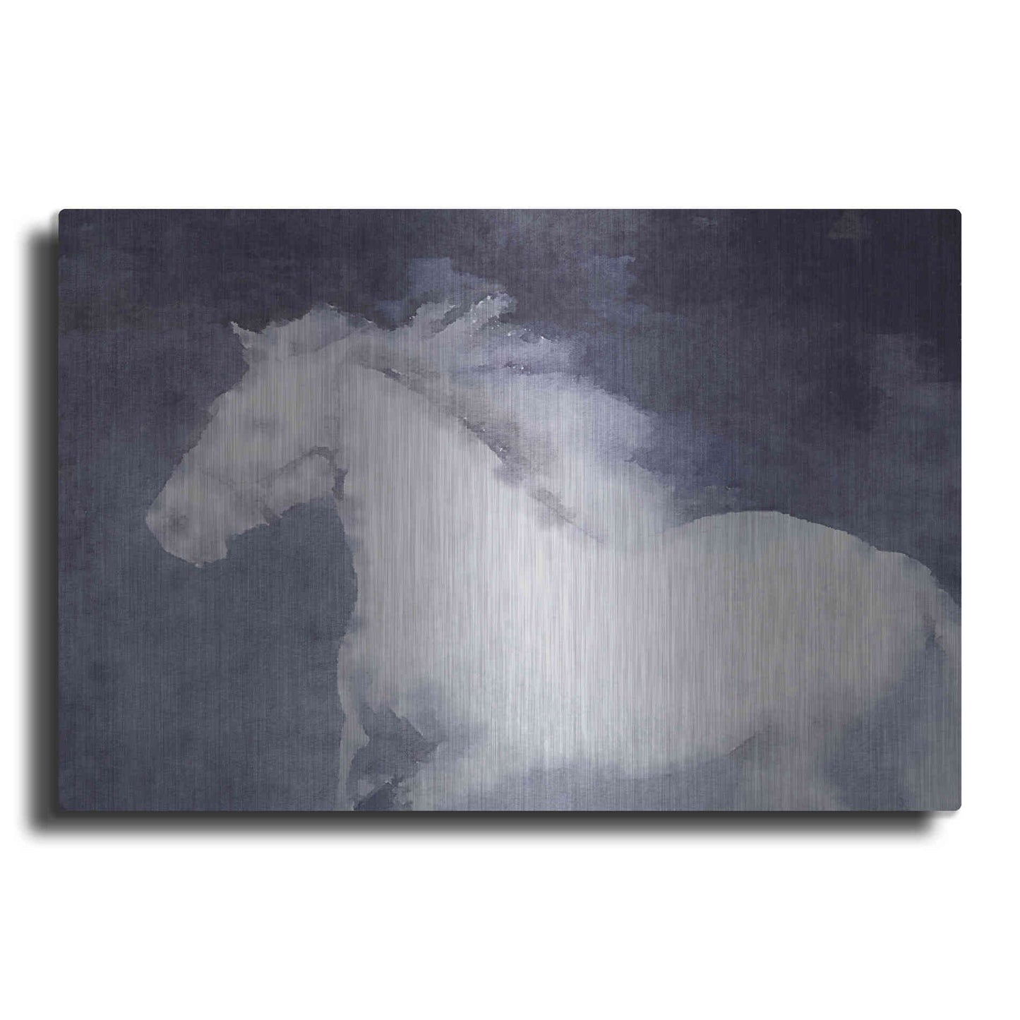 Luxe Metal Art 'White Running Horse In The Fog Mist 1' by Irena Orlov, Metal Wall Art