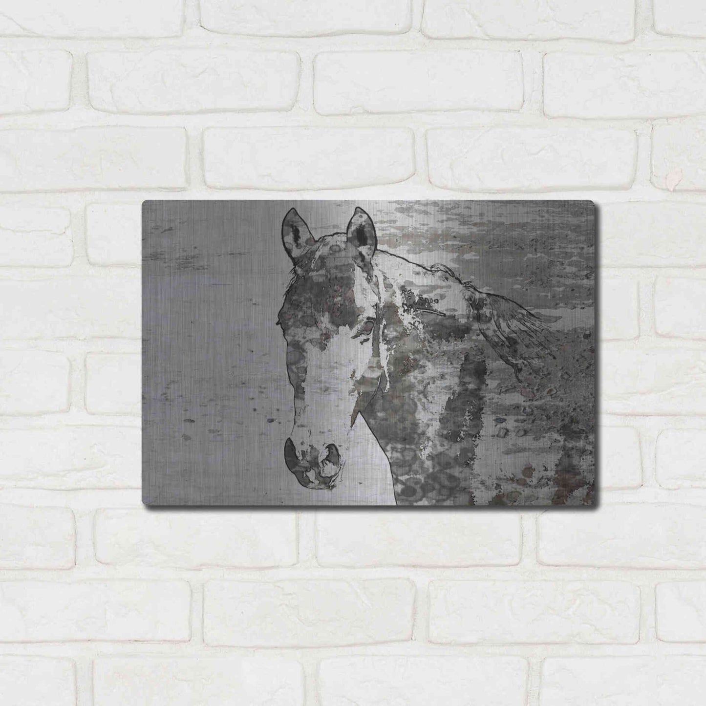 Luxe Metal Art 'Portrait of a Horse' by Irena Orlov, Metal Wall Art,16x12