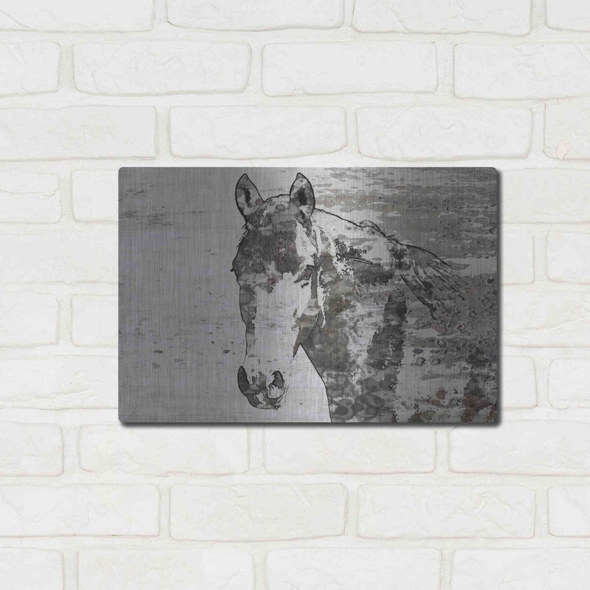 Luxe Metal Art 'Portrait of a Horse' by Irena Orlov, Metal Wall Art,16x12