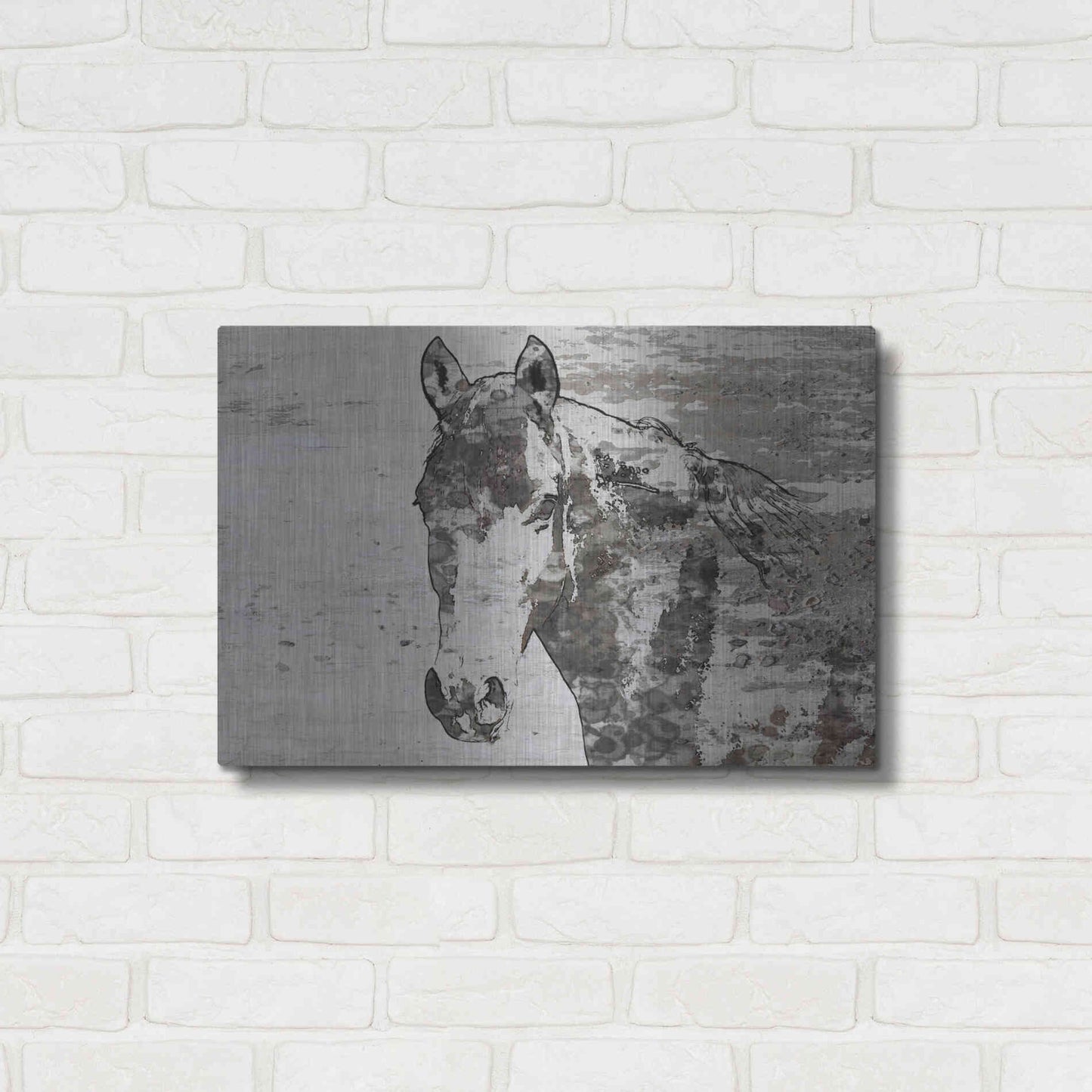 Luxe Metal Art 'Portrait of a Horse' by Irena Orlov, Metal Wall Art,24x16